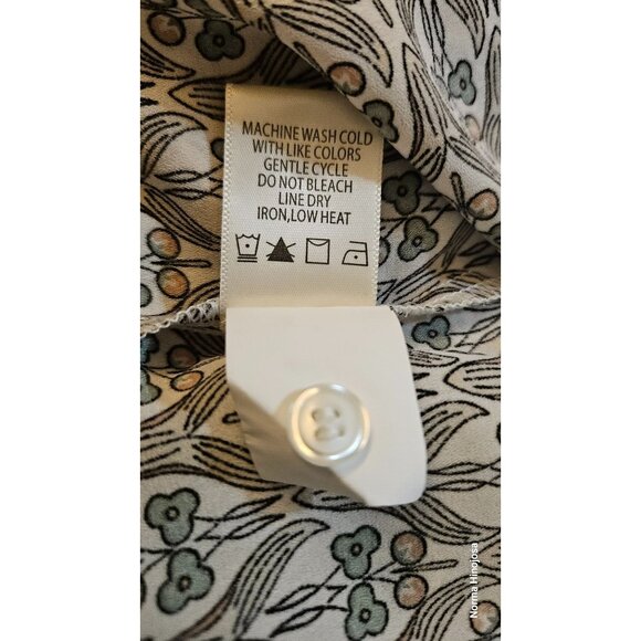 Max Studio Womens Floral Button-Up Blouse Size L Polyester Long Sleeve - Picture 7 of 7